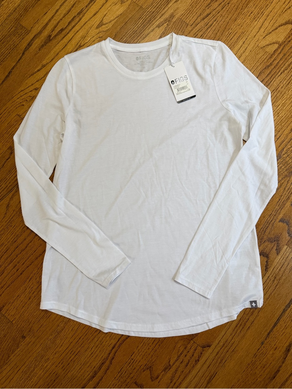 Figs White Crewneck Underscrub Top Sz XS NWT